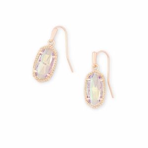 NWOT Kendra Scott Lee Rose Gold Drop Earrings in Dichroic Glass